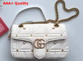 Gucci Medium GG Marmont Chain Shoulder Bag in White Calf Leather Replica