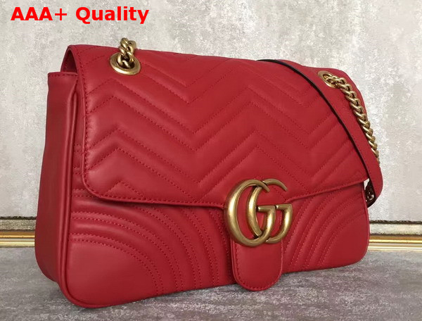 Gucci Medium GG Marmont Matelasse Shoulder Bag Hibiscus Red Leather Replica