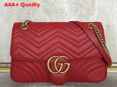 Gucci Medium GG Marmont Matelasse Shoulder Bag Hibiscus Red Leather Replica