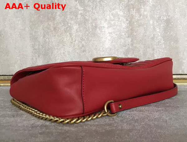 Gucci Medium GG Marmont Matelasse Shoulder Bag Hibiscus Red Leather Replica