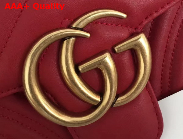 Gucci Medium GG Marmont Matelasse Shoulder Bag Hibiscus Red Leather Replica