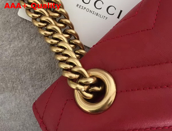 Gucci Medium GG Marmont Matelasse Shoulder Bag Hibiscus Red Leather Replica