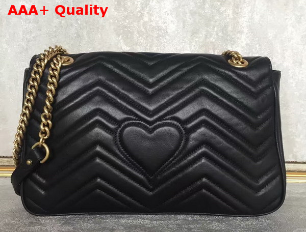 Gucci Medium GG Marmont Matelasse Shoulder Bag in Black Leather Replica