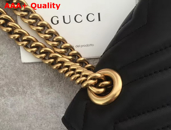 Gucci Medium GG Marmont Matelasse Shoulder Bag in Black Leather Replica