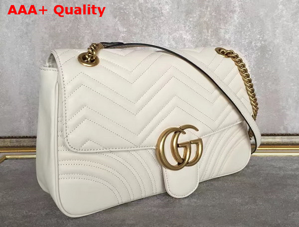 Gucci Medium GG Marmont Matelasse Shoulder Bag in White Leather Replica