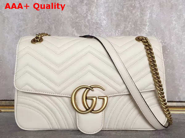 Gucci Medium GG Marmont Matelasse Shoulder Bag in White Leather Replica