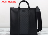 Gucci Medium GG Tote Bag with Tag Black Leather with Black GG Supreme Canvas Trim 795460 Replica