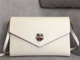 Gucci Medium Shoulder Bag with Feline Head with Crystals White Leather