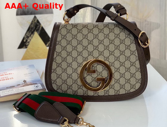 Gucci Medium Shoulder Bag with Round Interlocking G Beige and Ebony GG Supreme Canvas 699210 Replica