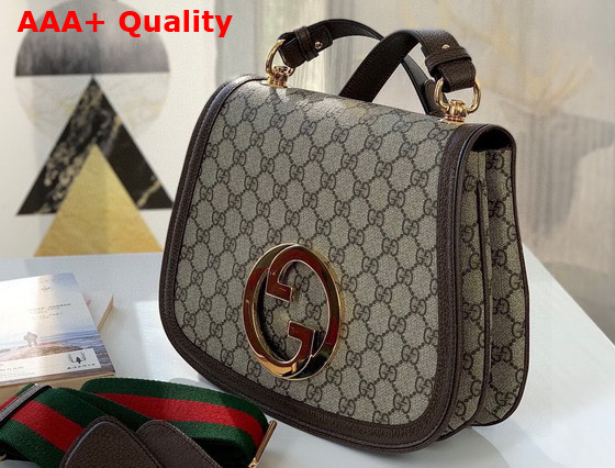 Gucci Medium Shoulder Bag with Round Interlocking G Beige and Ebony GG Supreme Canvas 699210 Replica