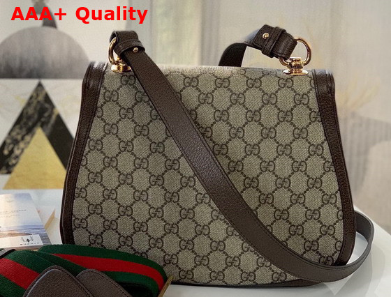 Gucci Medium Shoulder Bag with Round Interlocking G Beige and Ebony GG Supreme Canvas 699210 Replica