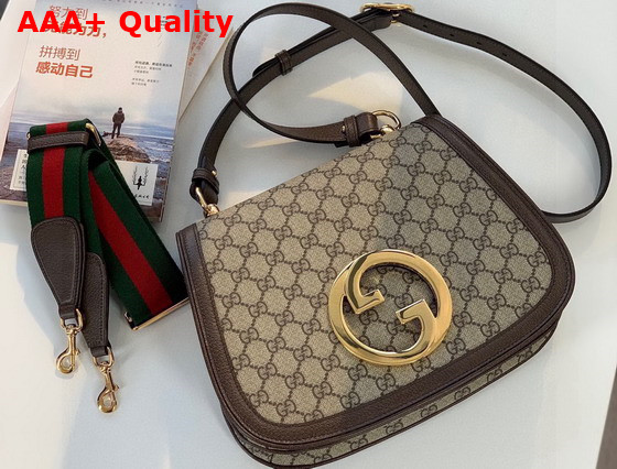 Gucci Medium Shoulder Bag with Round Interlocking G Beige and Ebony GG Supreme Canvas 699210 Replica