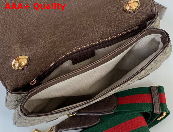 Gucci Medium Shoulder Bag with Round Interlocking G Beige and Ebony GG Supreme Canvas 699210 Replica