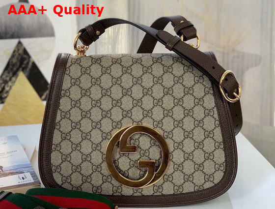 Gucci Medium Shoulder Bag with Round Interlocking G Beige and Ebony GG Supreme Canvas 699210 Replica