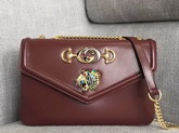 Gucci Medium Shoulder Bag with Tiger Head Burgundy Leather 537241