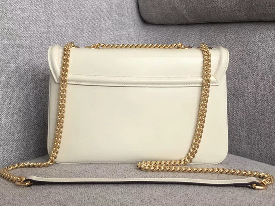 Gucci Medium Shoulder Bag with Tiger Head White Leather 537241