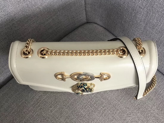 Gucci Medium Shoulder Bag with Tiger Head White Leather 537241