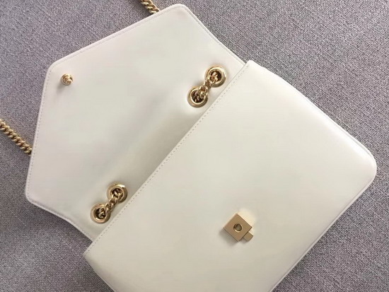 Gucci Medium Shoulder Bag with Tiger Head White Leather 537241