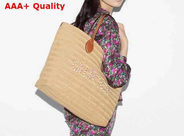 Gucci Medium Straw Effect Tote Natural Straw Effect Raffia and Viscose 779666 Replica