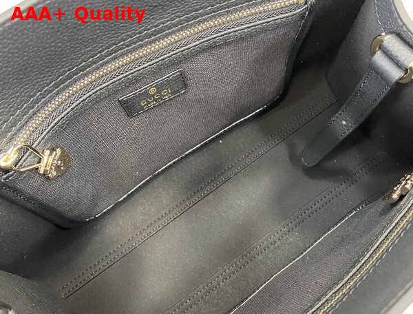 Gucci Medium Tote Bag with Hook Closure in Black Soft Grainy Leather 806205 Replica