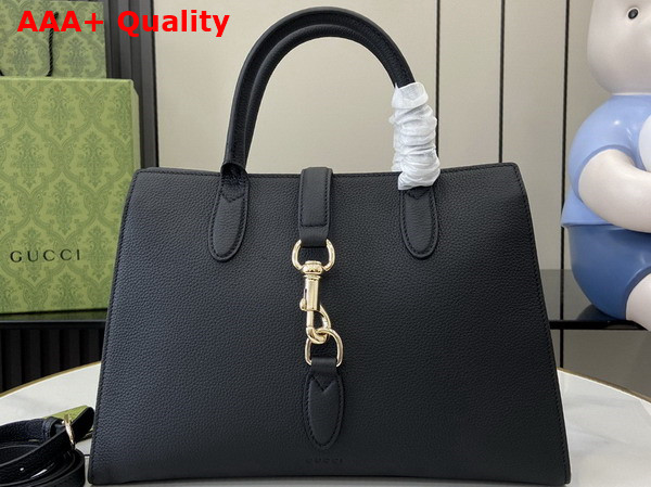 Gucci Medium Tote Bag with Hook Closure in Black Soft Grainy Leather 806205 Replica