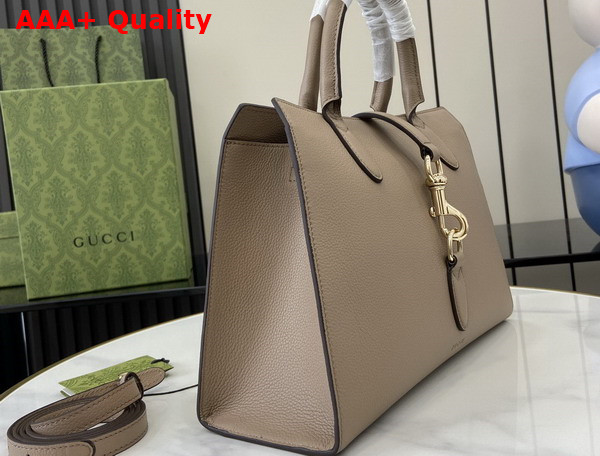 Gucci Medium Tote Bag with Hook Closure in Taupe Soft Grainy Leather 806205 Replica