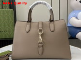 Gucci Medium Tote Bag with Hook Closure in Taupe Soft Grainy Leather 806205 Replica