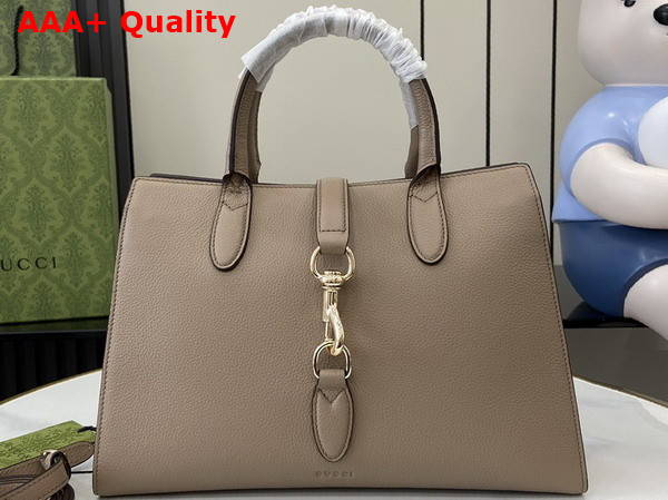 Gucci Medium Tote Bag with Hook Closure in Taupe Soft Grainy Leather 806205 Replica