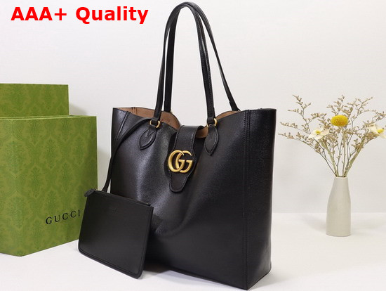 Gucci Medium Tote with Double G Black Leather 649577 Replica