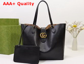 Gucci Medium Tote with Double G Black Leather 649577 Replica