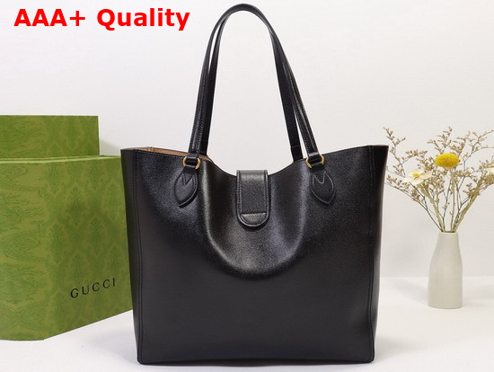 Gucci Medium Tote with Double G Black Leather 649577 Replica