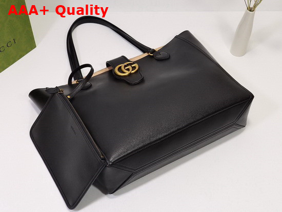 Gucci Medium Tote with Double G Black Leather 649577 Replica