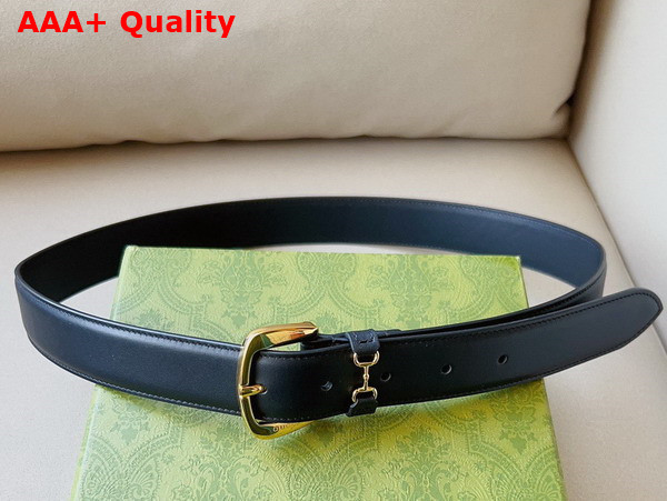 Gucci Men Belt with Horsebit Detail Black Leather 700338 Replica