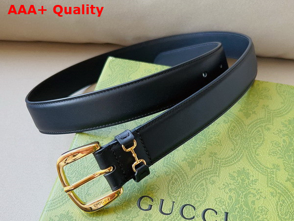 Gucci Men Belt with Horsebit Detail Black Leather 700338 Replica