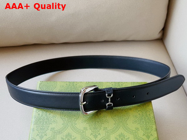 Gucci Men Belt with Horsebit Detail Black Leather 700338 Replica