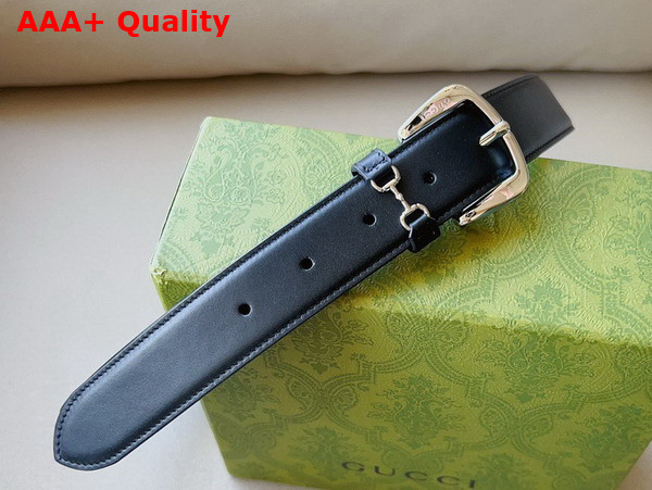 Gucci Men Belt with Horsebit Detail Black Leather 700338 Replica