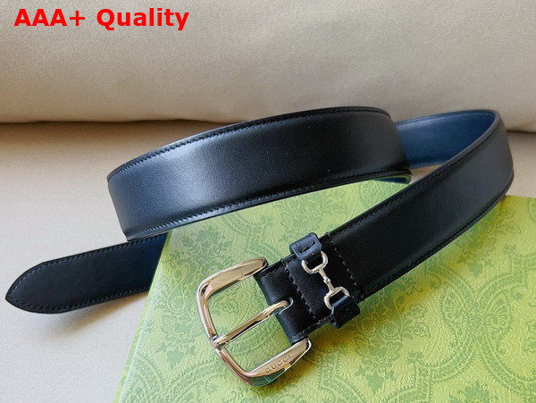 Gucci Men Belt with Horsebit Detail Black Leather 700338 Replica