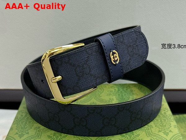 Gucci Men Belt with Interlocking G Detail Blue and Dark Blue GG Supreme Canvas 673921 Replica