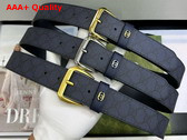 Gucci Men Belt with Interlocking G Detail Blue and Dark Blue GG Supreme Canvas 673921 Replica