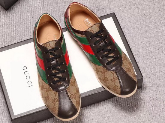 Gucci Men Original GG Low Top Sneaker with Web Brown