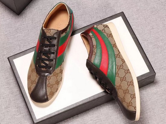 Gucci Men Original GG Low Top Sneaker with Web Brown