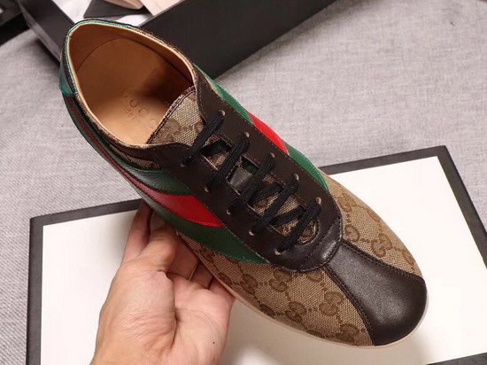 Gucci Men Original GG Low Top Sneaker with Web Brown