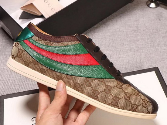 Gucci Men Original GG Low Top Sneaker with Web Brown