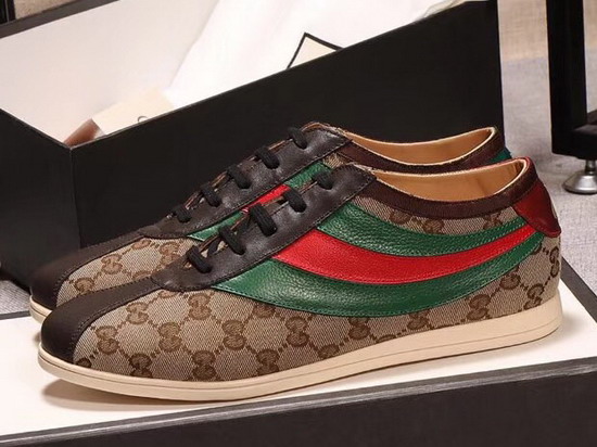 Gucci Men Original GG Low Top Sneaker with Web Brown