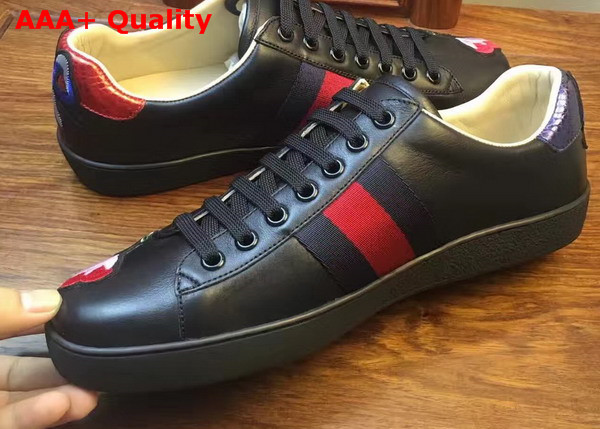 Gucci Mens Ace Embroidered Low Top Sneaker in Black Replica