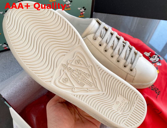 Gucci Mens Disney X Gucci Ace Sneaker Ivory Leather with Mickey Mouse Print 603697 Replica