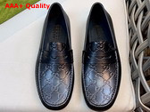 Gucci Mens Driver Shoes in Black GG Leather Replica