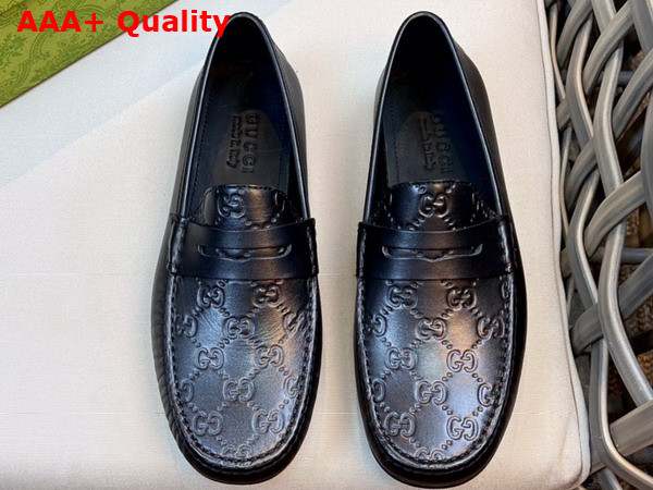 Gucci Mens Driver Shoes in Black GG Leather Replica