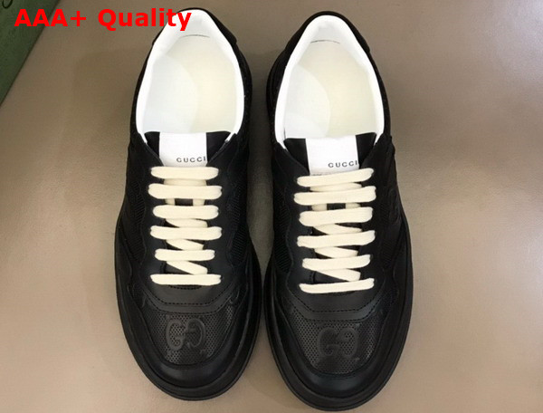 Gucci Mens GG Embossed Sneaker in Black GG Embossed Leather 669582 Replica