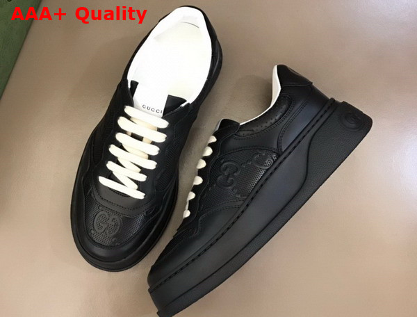 Gucci Mens GG Embossed Sneaker in Black GG Embossed Leather 669582 Replica